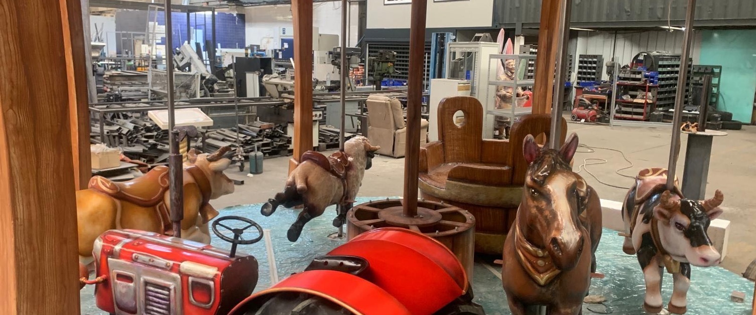 Carrousel à propulsion mécanique pour un restaurant à thème en Suisse